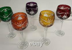 Crystal Cut to Clear Assort Colors Wine Stem Hortensia Poland (5) Orig Sticker