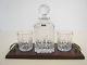 Crystal Decanter Set With 2 Fine Cut Lead Crystal Whiskey Glasses On Wooden Base