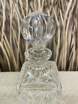 Crystal Decanter Square With Stopper. Eleanor By American Cut. In Excellent