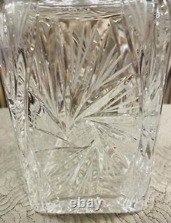 Crystal Decanter Square With Stopper. Eleanor By American Cut. In Excellent