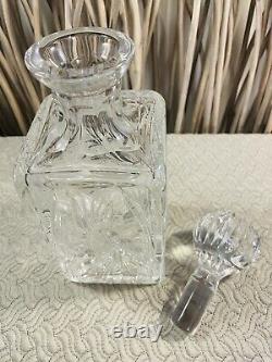 Crystal Decanter Square With Stopper. Eleanor By American Cut. In Excellent