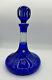 Crystal Decanter With Stopper, Blue, Beautiful! Made In Poland 11