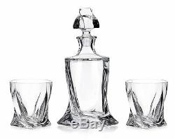Crystal Glass Bar Decanter Whisky Set 850ml + 2 x 340ml Tumbler Wedding Gift