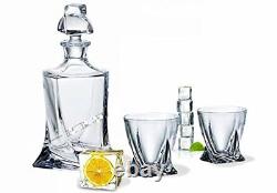 Crystal Glass Bohemia Whisky Decanter Gift Set 850ml + 2 x 340ml Tumbler