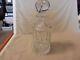 Crystal Liquor Decanter With Cap, Starburst On Bottom, Engraved Cuts On Side (m)