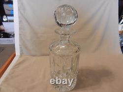 Crystal Liquor Decanter with Cap, Starburst on Bottom, Engraved Cuts on Side (M)