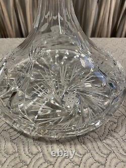 Crystal Ships Decanter With Stopper. Eleanor By American Cut. In Excellent