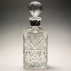 Crystal Square Spirits Decanter with Silver Collar c. 1987