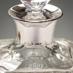 Crystal Square Spirits Decanter with Silver Collar c. 1987