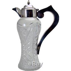 Cut Glass Claret Decanter With Silver Plated Handle 1920's