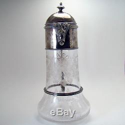 Cut Glass Claret Decanter with Silver Plated Components 1880's Victorian