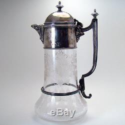 Cut Glass Claret Decanter with Silver Plated Components 1880's Victorian
