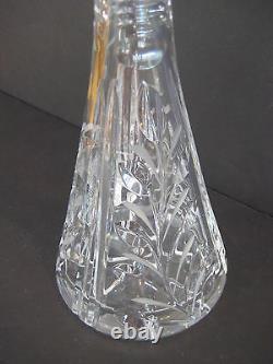 Cut Glass Crystal Wine Decanter With Stopper, Marked, 13 T X 4 1/2 W