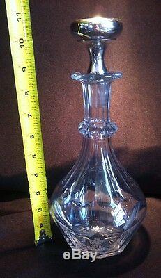Cut Glass Decanter with Monogramed Sterling Silver Top