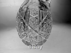 Cut Glass Handled Decanter In Genoa A By Bergen 100 Year Old Antique Crystal