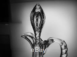 Cut Glass Handled Decanter In Genoa A By Bergen 100 Year Old Antique Crystal