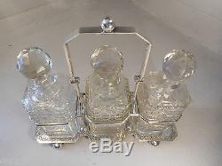 Cut Glass Silver Plate Tantalus, Decanter Set, ref 1447 mmy