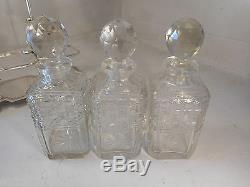 Cut Glass Silver Plate Tantalus, Decanter Set, ref 1447 mmy