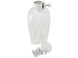 Cut Glass and Sterling Silver Mounted Locking Decanter Antique George V