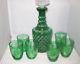 Cut To Clear Crystal Emerald Green Diamond Point Decanter Withglasses(8 Pcs)