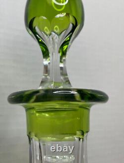 Cut-to-Clear Cased Glass 16.25 Decanter Green with Matching Stopper