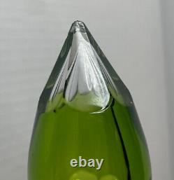 Cut-to-Clear Cased Glass 16.25 Decanter Green with Matching Stopper