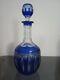 Cut-to-clear Cased Glass 9.5 Decanter, Cobalt Blue, C. 1900