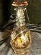 Czech Bohemia Crystal Amber Cut To Clear Decanter W\floral Motif & Mushroom Top