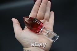 Czech/Bohemian Cased Cranberry Cut To Clear Grape & Star 12 1/2 Liquor Decanter