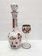Czech Bohemian Cased White Glass Cut To Cranberry Ruby Decanter With Stopper & Cup