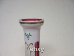 Czech Bohemian Decanter with Stopper Cased White Glass Cut to Cranberry Ruby 15