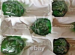 Czech bohemia cut crystal glass Wine glasses 23cm green color 6pc