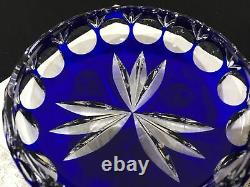 Czechoslovakia Bohemian cut to clear cobalt blue centerpiece fruit bowl 6.3/4