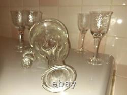 Czechoslovakia Hand Made Crystal Decanter with6 Glasses American Cut Crystal Corp