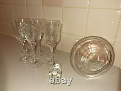 Czechoslovakia Hand Made Crystal Decanter with6 Glasses American Cut Crystal Corp