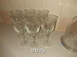 Czechoslovakia Hand Made Crystal Decanter with6 Glasses American Cut Crystal Corp