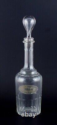 Danish glassworks, carafe for rum in clear mouth-blown facet-cut glass