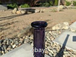 Dark Purple Vintage Hobnail Diamond Cut Genie Bottle Decanter 1960s Glass Empoli