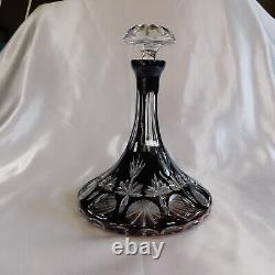 Dark Red Cut to Clear Ships Decanter # 22599