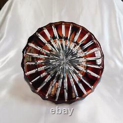 Dark Red Cut to Clear Ships Decanter # 22599