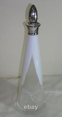 David Redman Decanter Cased Crystal Cut Glass with Silver 15.5 Tall