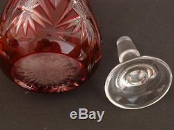 Decanter Antique Crystal Cut Glass RUBI Color
