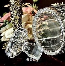 Decanter Crystal Barware Cut Glass with Stopper Vintage Liquor Holder