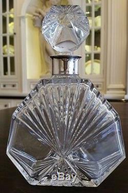 Decanter Crystal Bottle & Stopper with Topazio Silverplated Neck