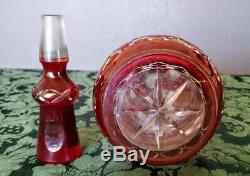 Dorflinger USA 1870's Rare Brilliant Lutz Ruby Cut to Clear Crystal Decanter