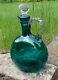 Early Victorian Bristol Green Decanter Rope Handle And Stopper