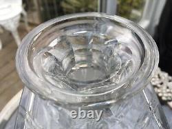 EDINBURGH Crystal ENGRAVED THISTLE WHISKY SQUARE GLASS DECANTER SIGNED HOBNAIL