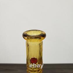 EMPOLI Amber Yellow Diamond Cut Genie Bottle Decanter with Label & Stopper