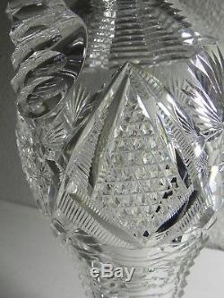 EXC! Large J. Hoare Ewer Pitcher Decanter American Brilliant Cut Glass, no stopper