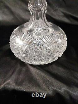Early American Brilliant Cut Glass Decanter Matching Stopper Etch Number # 7